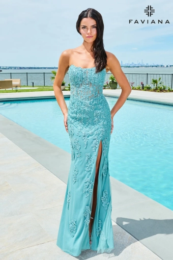 Faviana Prom Dresses Style #11677 #1 Dark Pacific Blue frontface vertical thumbnail