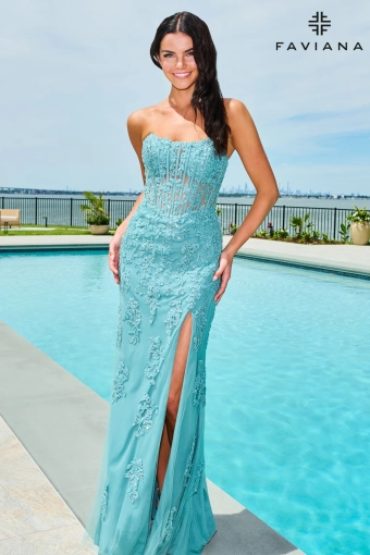 Faviana Prom Dresses Style #11677 #3 Dark Pacific Blue frontface vertical thumbnail