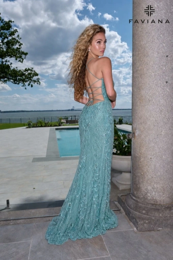 Faviana Prom Dresses Style #11683 #5 Dark Pacific Blue backface vertical thumbnail