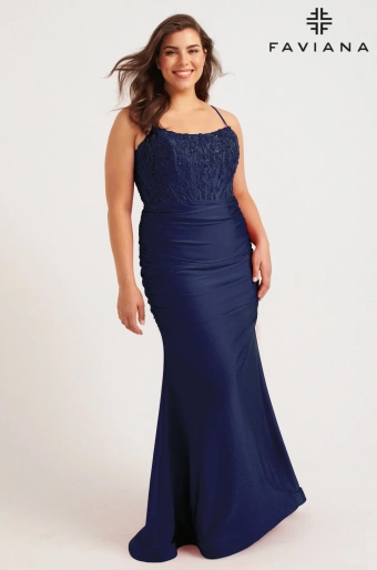 Faviana Prom Dresses Style #9569 #3 Navy frontface vertical thumbnail