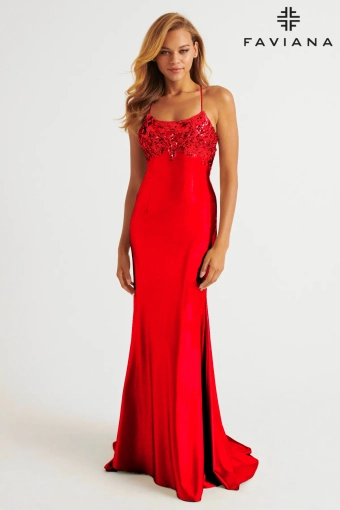 Faviana Prom Dresses Style #E11201 #5 Red frontface vertical thumbnail