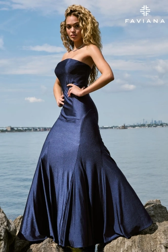 Faviana Prom Dresses Style #E11660 #5 Navy frontface vertical thumbnail