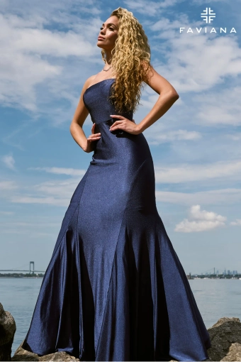 Faviana Prom Dresses Style #E11660 #0 default Navy frontface vertical thumbnail
