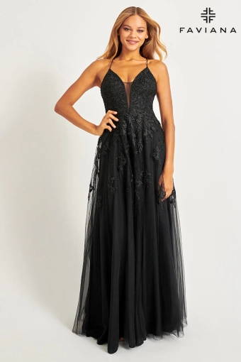 Faviana Prom Dresses Style #S10640 #5 Black frontface vertical thumbnail