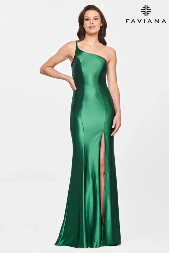Faviana Prom Dresses Style #S10811 #1 Dark Emerald frontface vertical thumbnail