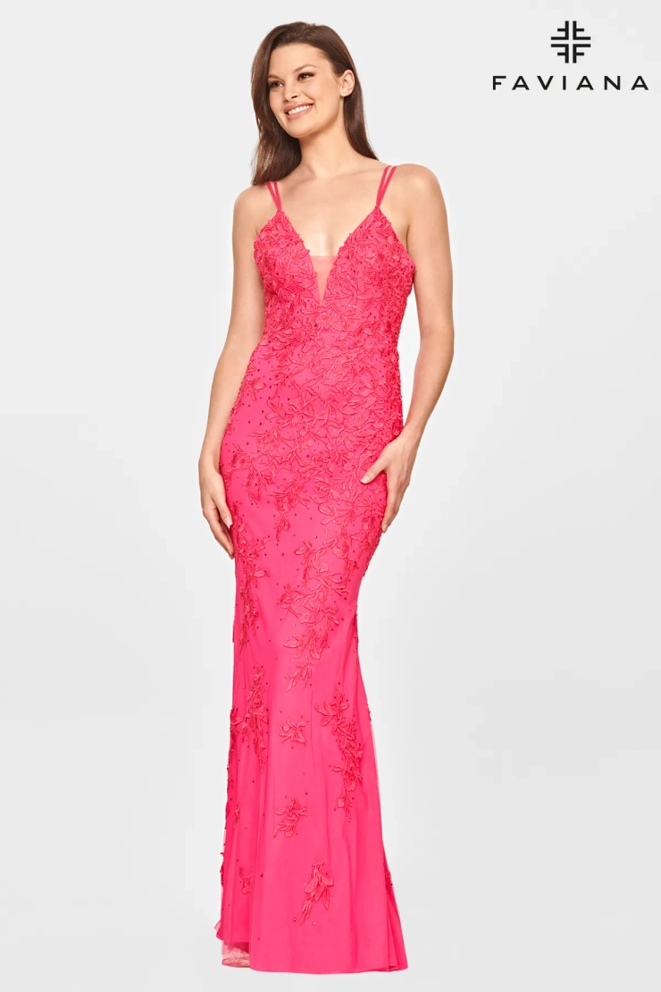 Faviana Style #S10813 #1 Hot Pink frontface vertical picture