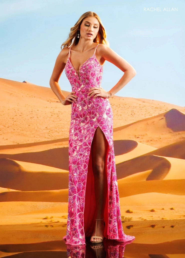 Rachel Allan Style #71085C #1 Hot Pink frontface vertical picture