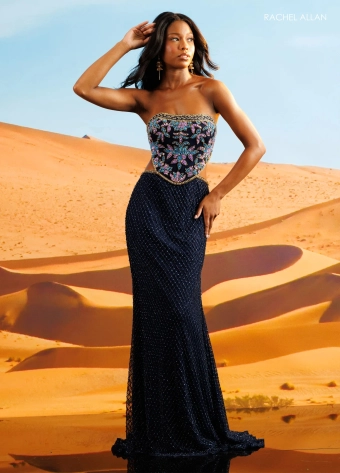 Rachel Allan Style #71118 $2 Navy Multi frontface vertical thumbnail