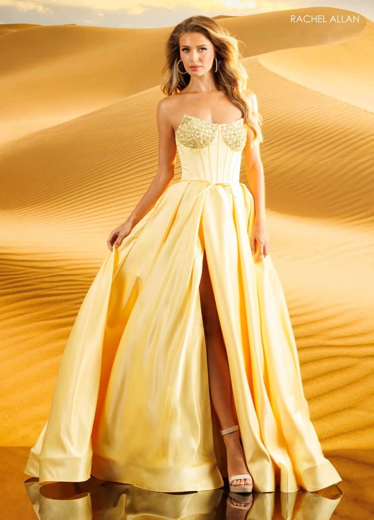 Rachel Allan Style #71148 #0 default Yellow frontface vertical picture
