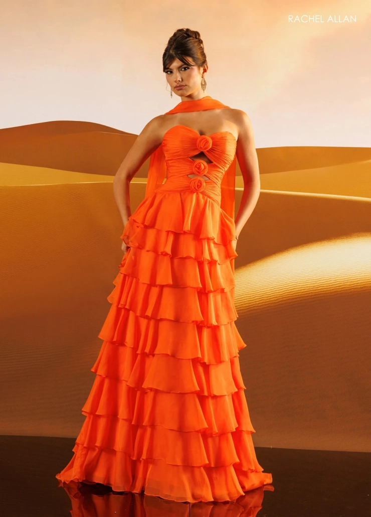 Rachel Allan Style #71160 #1 Tangerine frontface vertical picture