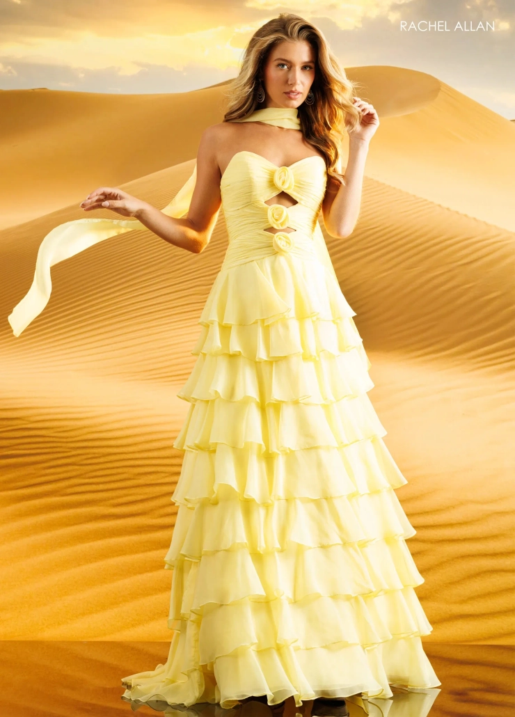 Rachel Allan Style #71160 #0 default Yellow frontface vertical picture