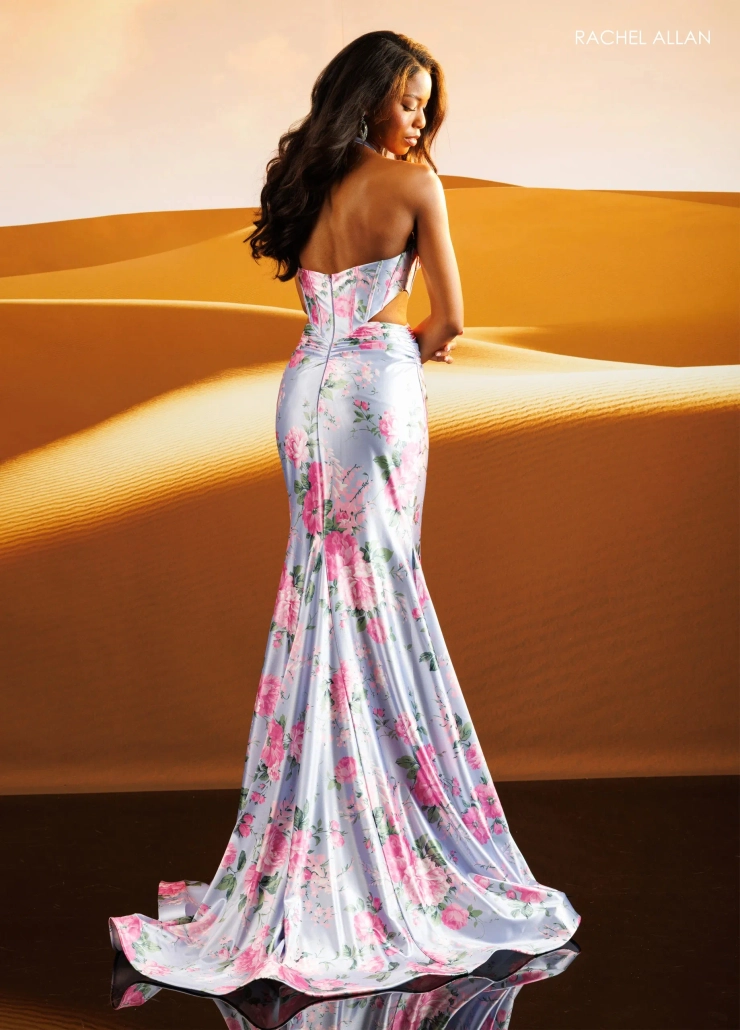 Rachel Allan Style #71190 #5 Periwinkle Print backface vertical picture