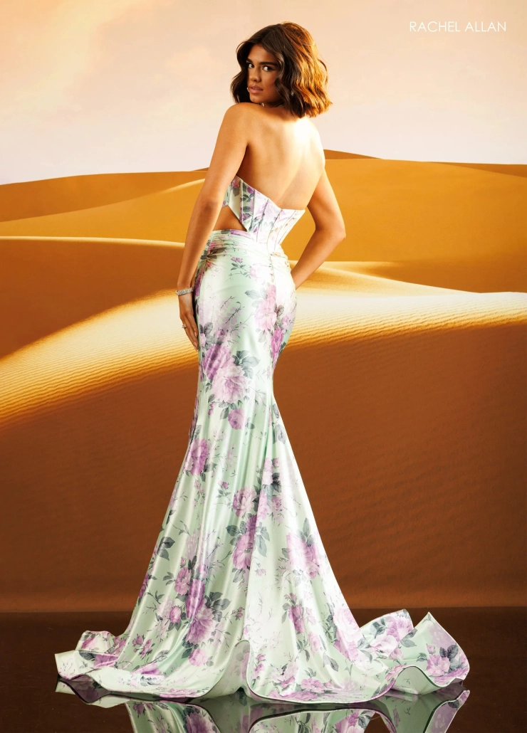 Rachel Allan Style #71190 #5 Sage Print backface vertical picture