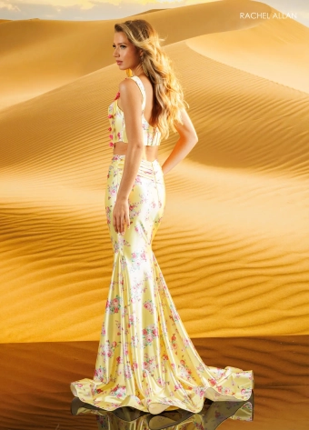 Rachel Allan Style #71250 $2 Yellow Print backface vertical thumbnail