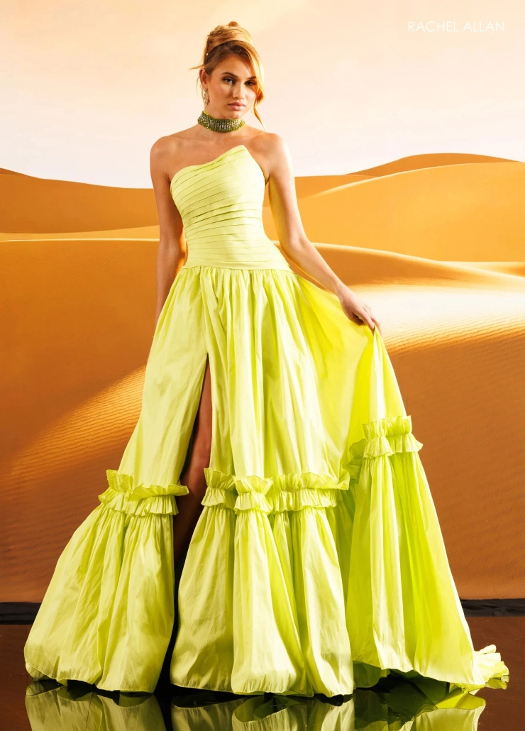 Rachel Allan Style #71342 #0 default Lime frontface vertical picture