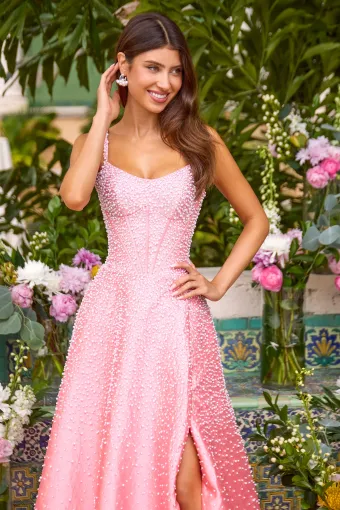 Ava Presley Style #43065 $5 Coral Pink/White frontface vertical thumbnail