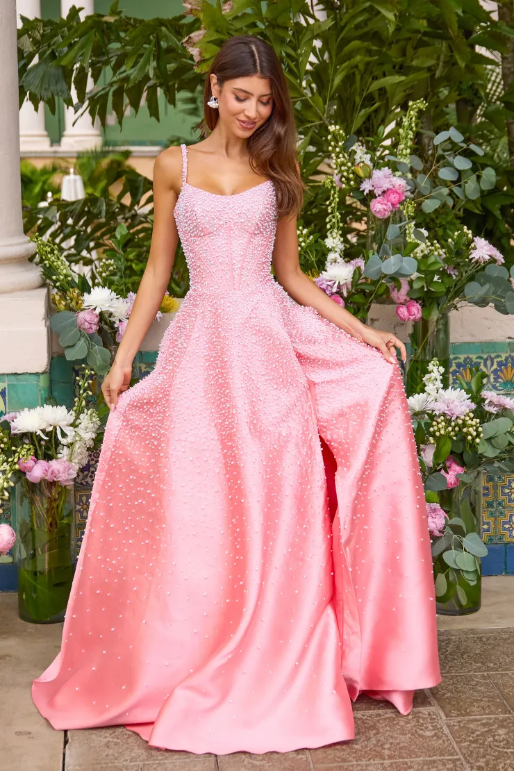 Ava Presley Style #43065 #1 Coral Pink/White frontface vertical picture