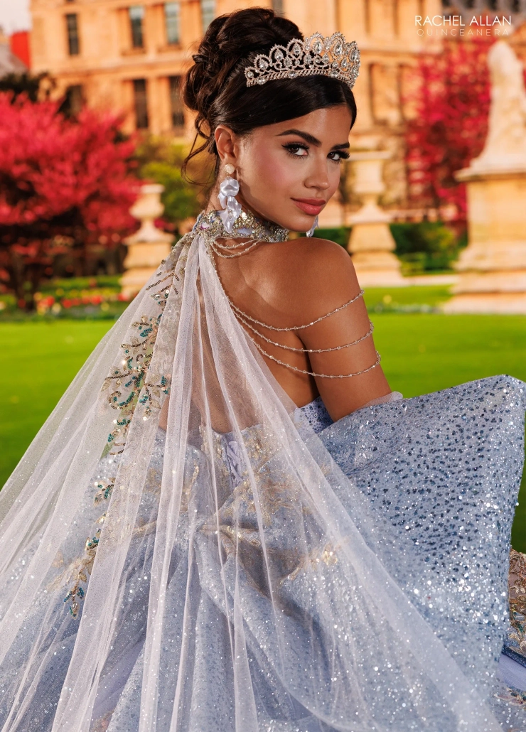 Alianna by Rachel Allan Style #RQ6030 #11 Cloud Blue/Gold backface vertical cropped picture