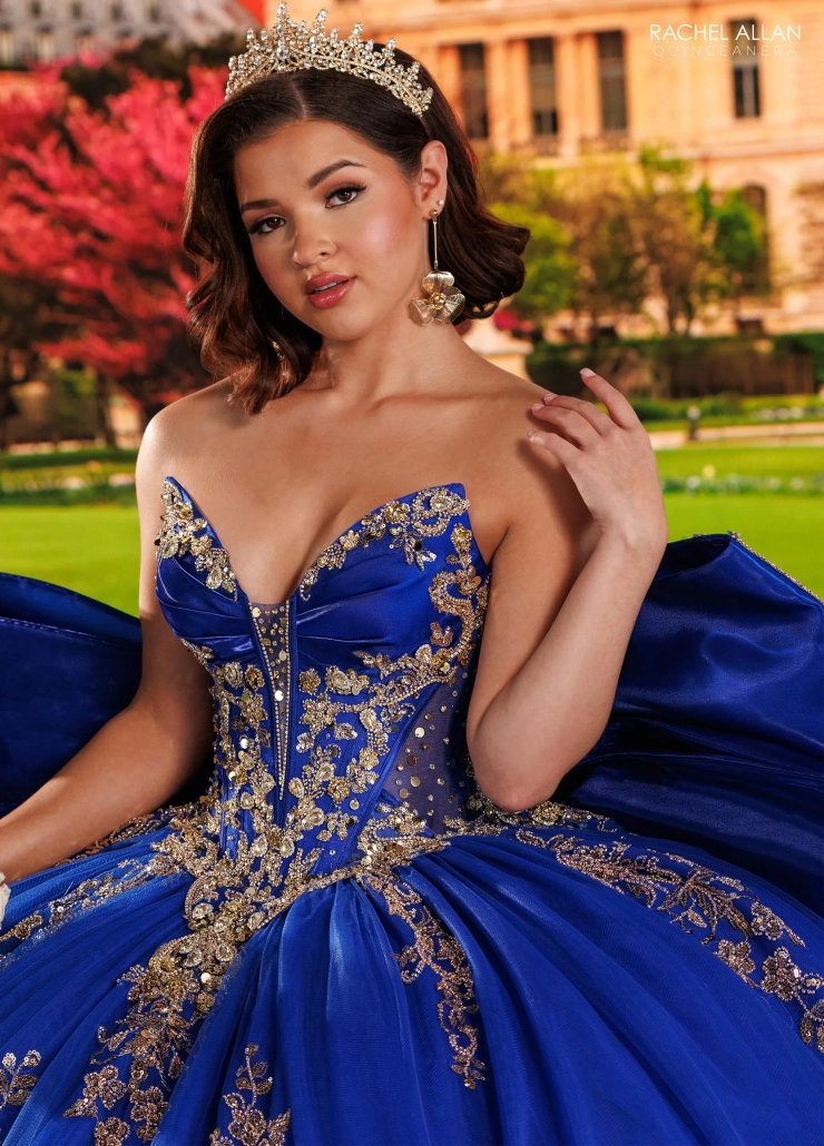 Alianna by Rachel Allan Style #RQ6032 #7 Royal/Gold frontface vertical cropped picture