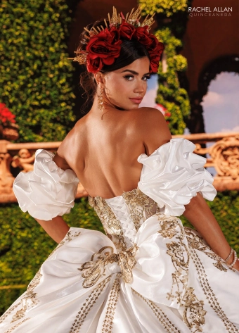 Alianna by Rachel Allan Style #RQ6034 $8 Ivory/Gold backface vertical cropped thumbnail