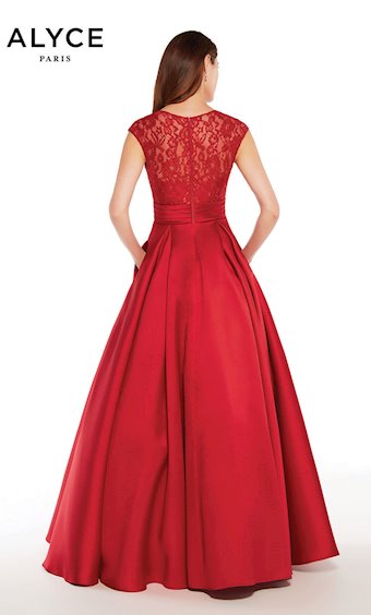 Alyce Paris 27278  Beaded V-Neck Cap Sleeve Ball Gown #3 frontface backface vertical thumbnail