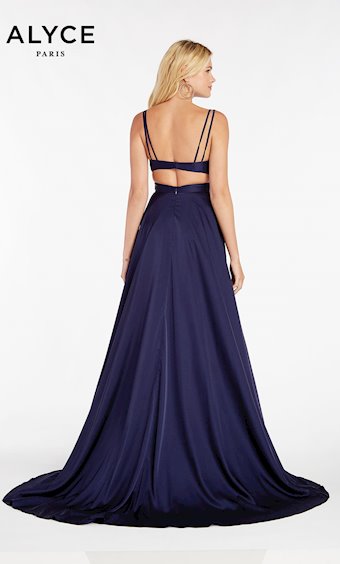 Alyce Paris 60453  A-Line Prom Dress with V-Neck, Side Cutouts, and Slit #15 backface vertical thumbnail