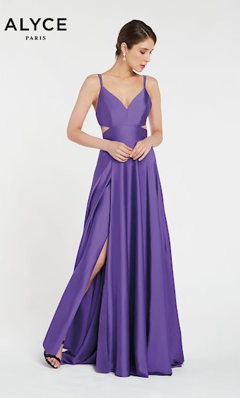 Alyce Paris 60453  A-Line Prom Dress with V-Neck, Side Cutouts, and Slit #6 vertical thumbnail