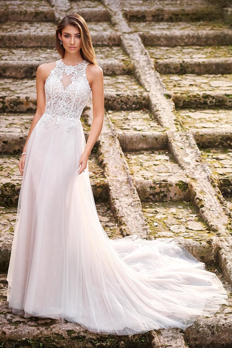 a line high neck wedding dress