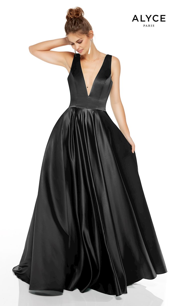 open lace back dress Alyce Paris 61687 - Long Hand Beaded Sheath Dress