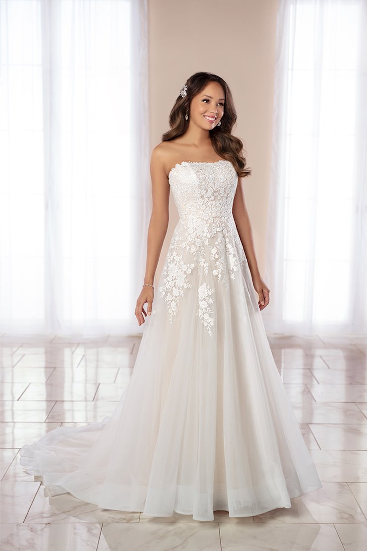 a-line princess v-neck sleeveless applique tulle sweep brush train dresses Tulle A-line V-neck Floral Lace Wedding Dresses SW510 main image 0