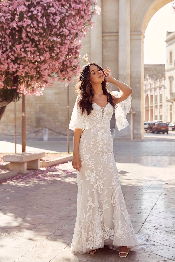 slim fit dress slacks High neck & open back wedding dress #1181
