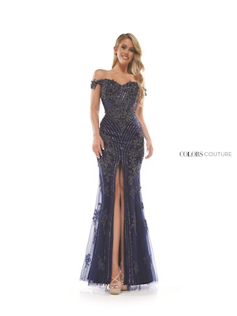 Colors Dress J131  Mermaid Off-shoulder Prom Dress with Beading & Slit #2 frontface vertical thumbnail