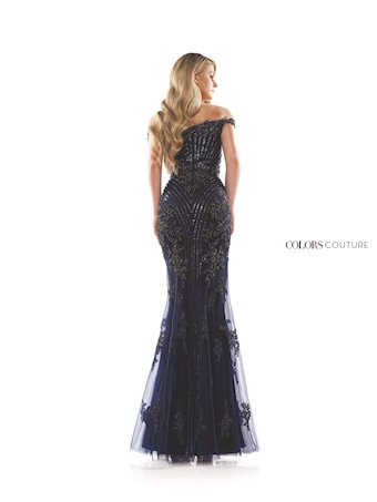 Colors Dress J131  Mermaid Off-shoulder Prom Dress with Beading & Slit #19 backface vertical thumbnail