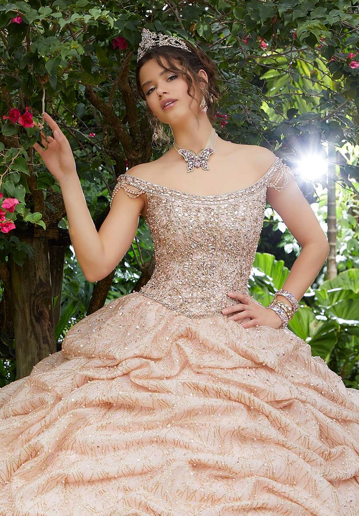 green emerald velvet dress MORILEE #34083 BLUSH/ROSE GOLD Patterned Glitter Quinceañera Dress wit –  PROM BAE main image 0