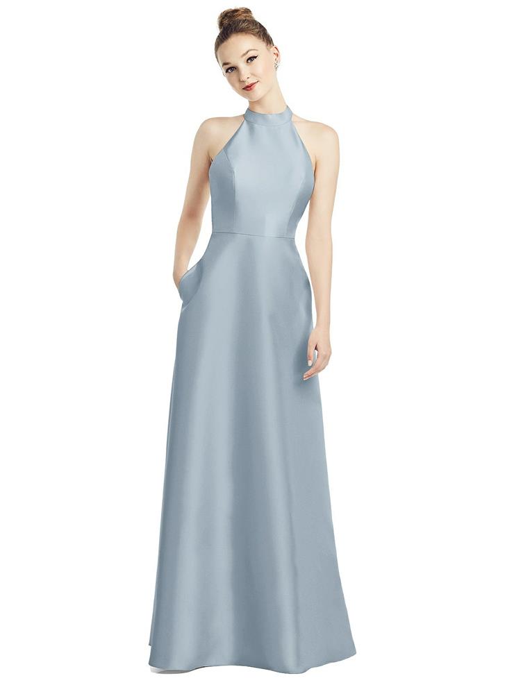 blue dress for baby girl Alfred Sung Maternity Bridesmaid Dress Style M438 main image 0