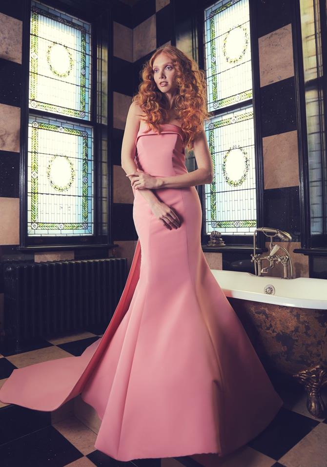 formal gown pink peony dress women The Carmen Dress in Pink Peony Print 2