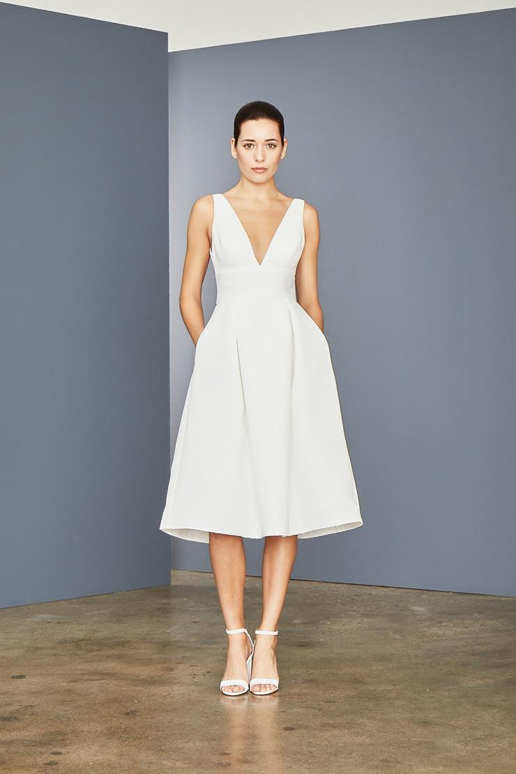 knee length dresses for ladies Amsale Little White Dress LW154 main image 1