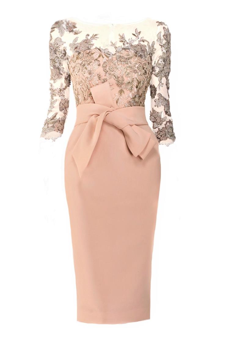 green emerald velvet dress Sheath/Column Scoop Long Sleeves Knee-Length Mother of the Bride Dress main image 0