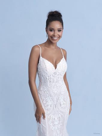 Disney Fairy Tale Weddings Style #D288  Tiana - Spaghetti Strap V-neck Sheath Wedding Dress covered in Beaded Lace and Sequins #1 vertical thumbnail