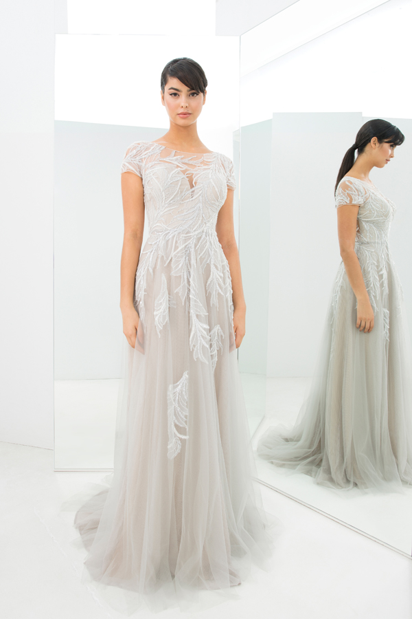 alexandra formal tulle long dress The Effie is an ethereal empire column dress adorned with chantilly lace,  featuring a swooping silk tulle skirt. Pair with our silk tulle watteau and  lace cap sleeves