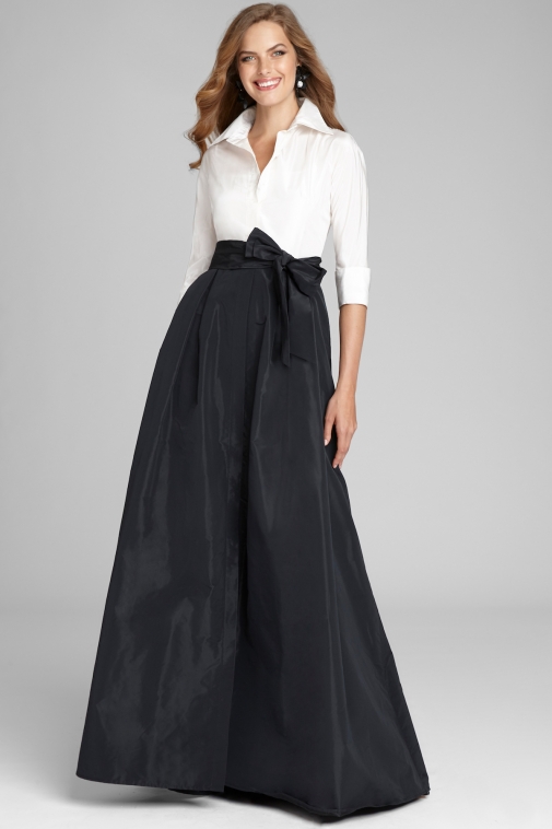 teri jon black and white dress