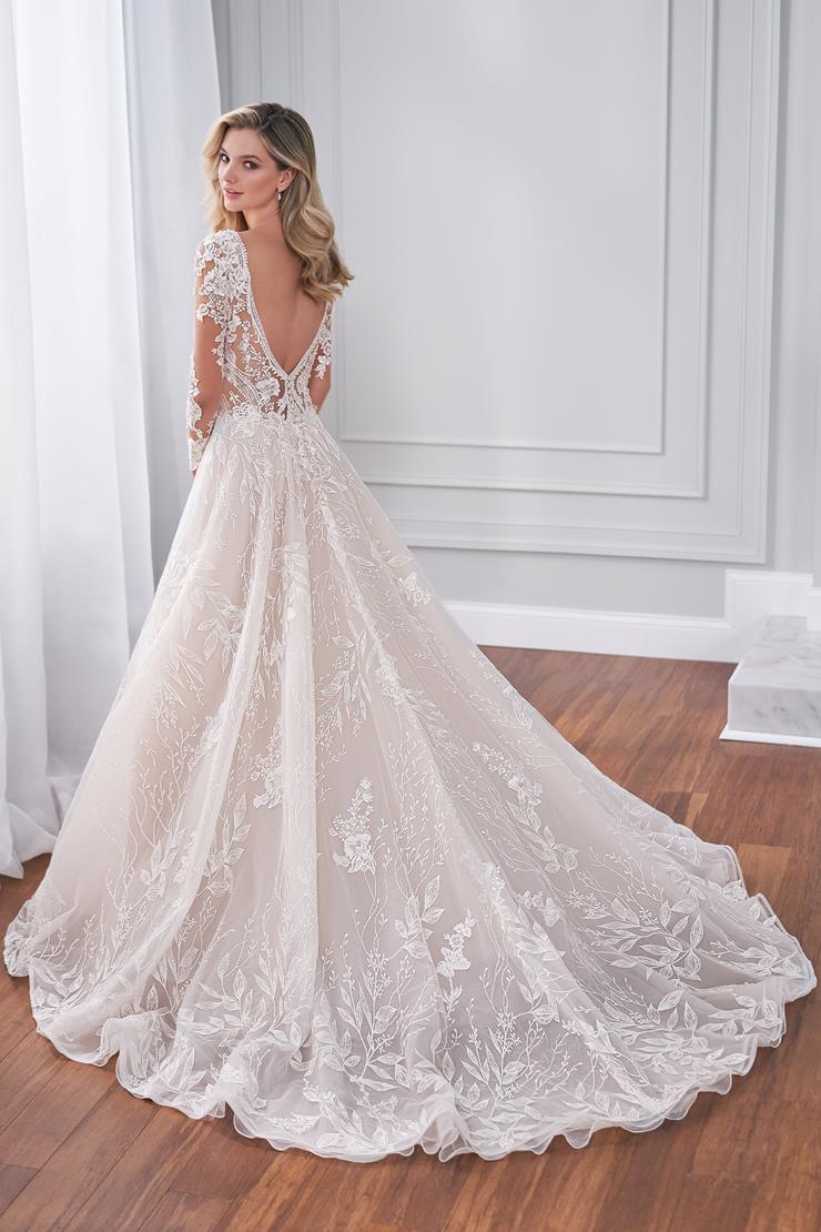 Ivory/Champagne Soft Netting Plunge V-Neck Open Back Wedding Gown - Martin Thornburg main image 0
