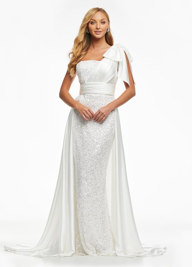 Ashley Lauren | Admiring Glances Bridal - Satin One Shoulder Overskirt ...
