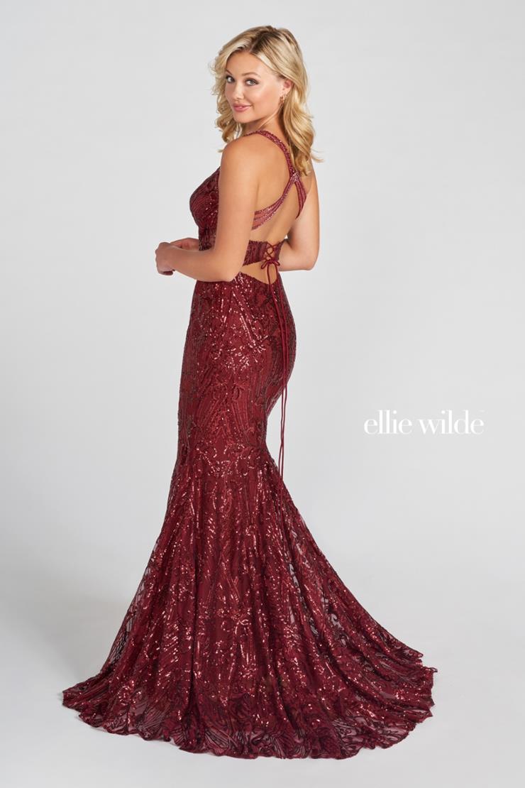ellie wilde burgundy dress Ellie Wilde 37220 Glitter Long Formal Sequin Mermaid Prom Dress