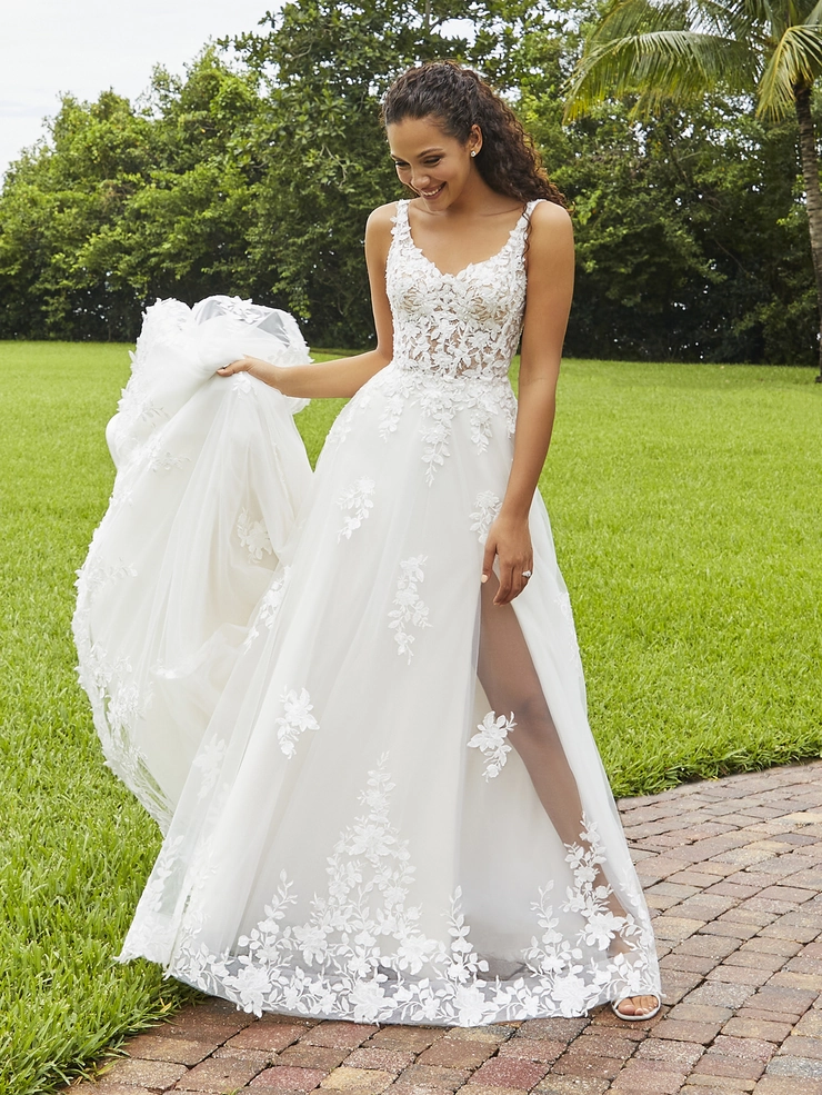 adrianna papell lace a line dress Ivory Tulle And Lace A-Line Gown