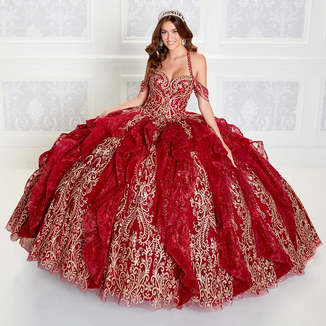 Red quince dress with cape