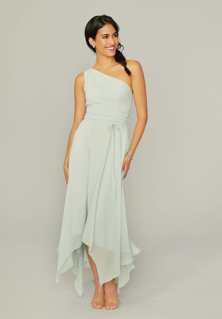 blue dress for baby girl Knotted Bodice Chiffon Bridesmaid Dress main image 1