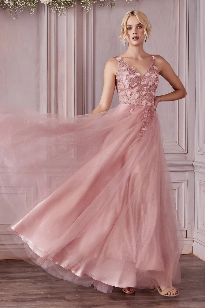 open lace back dress Sleeveless Satin Gown by Cinderella Divine 7490 – ABC Fashion main image 1