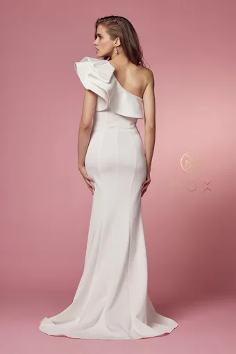 Nox Anabel E467W  Elegant One-Shoulder Mermaid Wedding Dress #11 White vertical thumbnail
