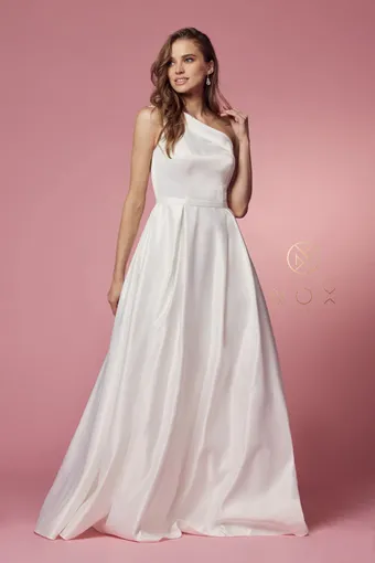 Nox Anabel E469  A-line One-shoulder Bridal Gown #7 White vertical thumbnail